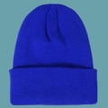 Royal blue knitted beanie hat with classic ribbed fold-over cuff for winter warmth - Kids (48-56CM) / Sapphire Blue