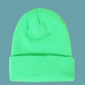 Neon green knitted beanie with classic wide cuff for boys and girls in autumn and winter - Kids (48-56CM) / Green
