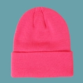 Classic bright pink knitted beanie for children with cuffed design for winter warmth - Kids (48-56CM) / Rose Red