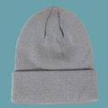 Detailed texture of gray chunky knit beanie with a stylish folded cuff for winter warmth - Kids (48-56CM) / Gray