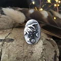 Anello vintage bohémien con motivi di luna e stelle incisi e zircone trasparente - US 5 / Anello Stella Luna