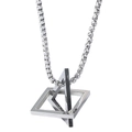 Unisex Edelstahl Halskette mit geometrischem Anhänger aus Quadrat und Dreieck in Silber - Vierkant-Boxkette/Vollsilber
