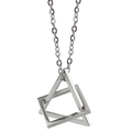 Unisex geometrische Halskette mit ineinandergreifendem Anhänger aus silbernem Titanstahl - O-Kette/Vollsilber