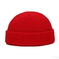 Classic red knitted beanie hat for men and women featuring warm ribbed texture styling - 55-60 / Red