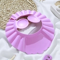 Pink waterproof baby shower cap with ear protection made of soft EVA foam material - Pink with Ears