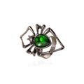 Gothic spider ring in gunmetal finish featuring a large pear-shaped green gemstone - Green Spider Ring