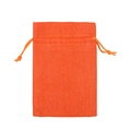 Orange linen drawstring jewelry bag with woven texture and matching orange cord - Orange Red