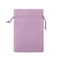Single purple linen drawstring pouch for jewelry and cosmetics with natural fiber texture - Light Purple