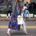 Lange boho jas met kleurrijke mandala prints en dubbelrijige knopen voor dames - S / Kleurrijke Paisley