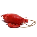 Creative red lobster shaped PU leather shoulder bag with gold chain strap for women - Red
