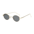 Retro small oval metal sunglasses with gold frame and dark lenses for men and women - Gold Frame Grey Lens