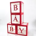 Red frame transparent BABY letter boxes for first birthday party and nursery decoration - BABY Letter Style / Set of 4 / Red