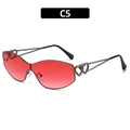 Lunettes de soleil double cœur Y2K monture gris foncé avec verres dégradés rouges - Monture Anthracite Verres Rouge Eau (C5)