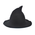 Dettaglio della corona a punta e della tesa larga di questo cappello da strega nero - M (56-58cm) / Nero