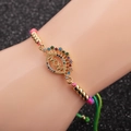 Adjustable woven MOM bracelet with sparkling pavé zircons and colorful stones for women - Colorful Rope MOM / Colorful