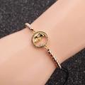 Verstellbares schwarzes Kordelarmband mit Mondanhänger und bunten Zirkonsteinen - B0136 Bunte Perlen/Schwarzes Seil