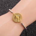 Detail of beaded bracelet with gold snake charm and sparkling cubic zirconia accent - Mixed Color Bead Chain 7