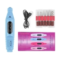 Set fresa elettrica per unghie azzurro portatile con cavo USB e kit da 12 punte abrasive - USB Aggiornato/Scatola a Colori / Blu