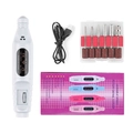 Set fresa per unghie elettrica bianca portatile con cavo USB e 12 punte per smerigliatura - USB Aggiornato/Scatola a Colori / Bianco