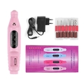 Kit fresa per unghie elettrica rosa con cavo USB e punte professionali in metallo - Spina UE / Rosa