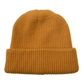 Gorro de punto acanalado amarillo mostaza con dobladillo ancho para calor invernal - Doble Capa con Dobladillo (Amarillo) / Amarillo