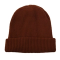 Classic dark brown ribbed knit beanie with double-layer warmth and cuffed design - Burgundy
