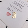 Gold rectangular pendant with crescent moon and star zircon details for jewelry making - 4# Gold Star Moon Rectangle Tag