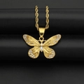 Collana con ciondolo a farfalla dorata con strass scintillanti e catena a corda - Solo ciondolo / Oro