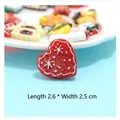 Red heart resin accessory with snowflake print for DIY crafts, size 2.6cm x 2.5cm - Heart