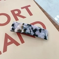 Minimalist rectangular marble acetate hair clip in purple and gold marble finish - Patterned Grey