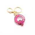 Letter Q keychain pendant with sparkling magenta sequins and gold metal keyring - Pink Sequin / Letter Q