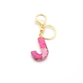 Resin letter J keychain with pink glitter sequins and gold metal keyring fastener - Pink Sequin / Letter J