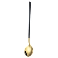 Modern 304 stainless steel round spoon with slim black handle and gold head - 304 Round Spoon-Black Gold