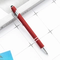 Red matte click ballpoint pen with black stylus tip and silver clip for touchscreen - Burgundy