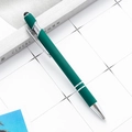 Dark green matte stylus ballpoint pen with silver metal clip on minimalist book - Dark Green