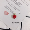 Detailed view of red strawberry alloy pendant charm for DIY jewelry making 16x10mm - 9# (16*10mm)