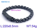 Men's titanium steel link bracelet in black sandblasted matte finish with buckle - Black Kb97831-k