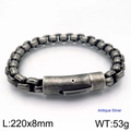 Antique silver titanium steel chain bracelet with a heavy rectangular clasp 220x8mm - Antique Silver Kb115717-k