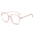 Stylish pink transparent polygonal anti-blue light glasses with a modern plastic frame - Transparent Tea