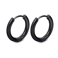 Minimalist black stainless steel hoop earrings with polished smooth finish for women - Narrow Arc Style (ER-004 Black)