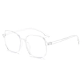 Fashionable oversized square clear blue light blocking glasses with transparent plastic frame - Transparent Frame