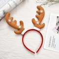Brown reindeer antler headband with white snowflakes and red base for Christmas parties - Brown Snowflake Antler Style 9