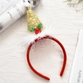 Christmas headband with red velvet and a gold sequin Christmas tree for holiday parties - Gold Faceless Santa Style 16