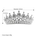 Silver luxury rhinestone bridal tiara 14.5cm diameter with baroque crystal pattern - Silver