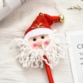 Crayon de Noël rouge avec figurine de Père Noël en peluche et grelot doré - Père Noël à Bonnet Rouge / Tige Rouge
