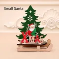 Small size Santa Claus themed painted wooden Christmas sled decoration with Xmas letters - Small Santa