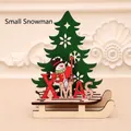 DIY wooden Christmas sleigh ornament with green tree and small snowman figures - Small Snowman
