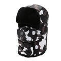 Winter camouflage trapper hat with black faux fur lining and integrated breathing valve - Coffee