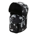 Gorro de camuflaje de invierno con forro de pelo sintético y máscara con válvula de aire - Negro