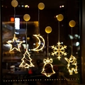 Warm yellow LED suction cup Christmas lights with star, tree, and reindeer designs - Set 5 - 6 Styles